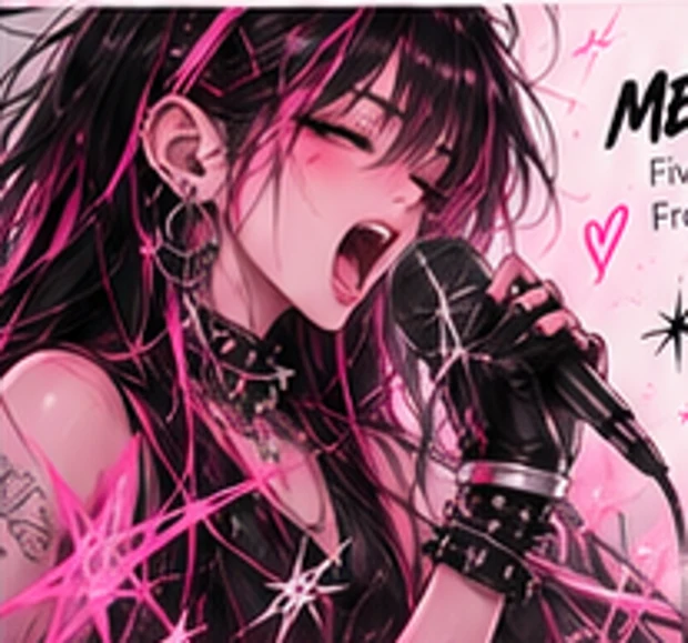Illustrated extreme-metal vocalist